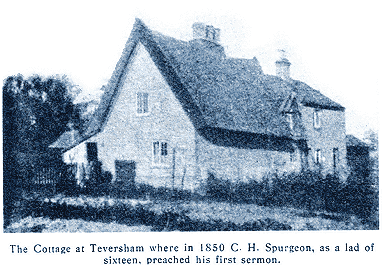 The Cottage at Teversham where in 1850 C.&nbsp;H. Spurgeon, as a lad of sixteen, preached his first sermon.