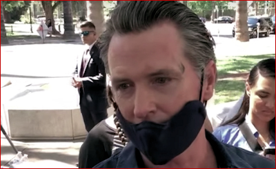 Governor Newsom: Not clear on the concept. It's supposed to be a mask, not a chin strap.