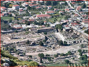 The ruins of Corinth, seen from atop Acrocorinthus