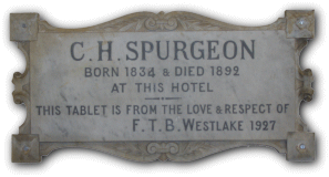 Plaque from where Spurgeon died